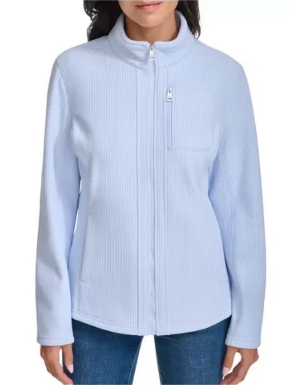 Andrew Marc Women’s XL Light Blue Ribbed Full Zip Jacket - Picture 3 of 7